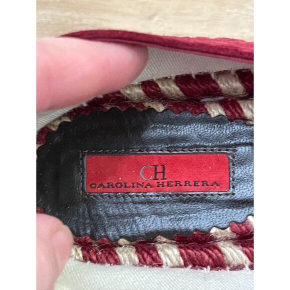 EUC Carolina Herrera Burgundy Suede Monogram Espadrilles Sneaker - Picture 4 of 8